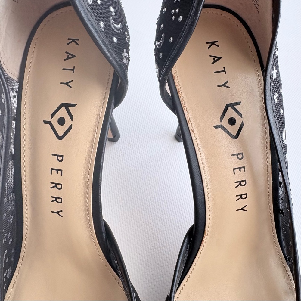 Katy Perry Collections Black Mesh Pointed Toe Sheer Heels Wome's Shoes Size 6.5 - Picture 7 of 8